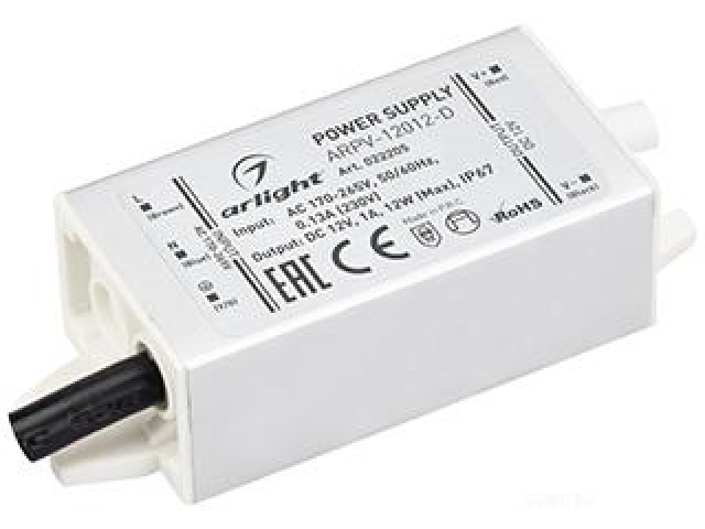 Блок питания ARPV-12012-D (12V, 1.0A, 12W) (Arlight, IP67 Металл, 3 года) фото:6