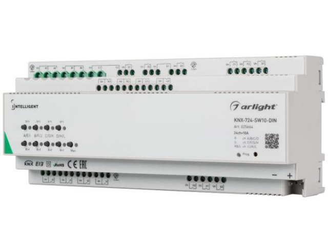 INTELLIGENT ARLIGHT Релейный модуль KNX-724-SW10-DIN (BUS, 24х10A) (Arlight, -) фото:6