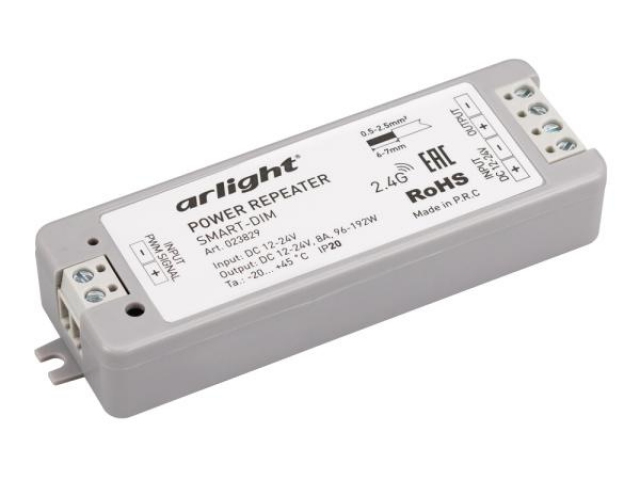 Усилитель SMART-DIM (12-24V, 1x8A) (Arlight, IP20 Пластик, 5 лет) фото:2