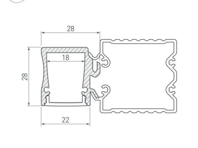 Профиль с экраном ALU-BASE-WH28-2000 ANOD+FROST (Arlight, Металл) фото:9