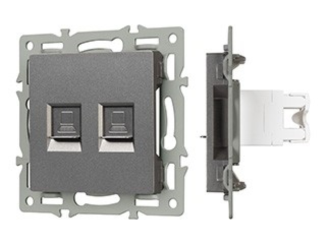 Механизм компьютерной розетки двойной SCT-MPC2-PL-GR (RJ-45, CAT6) (Arlight, -) фото:1