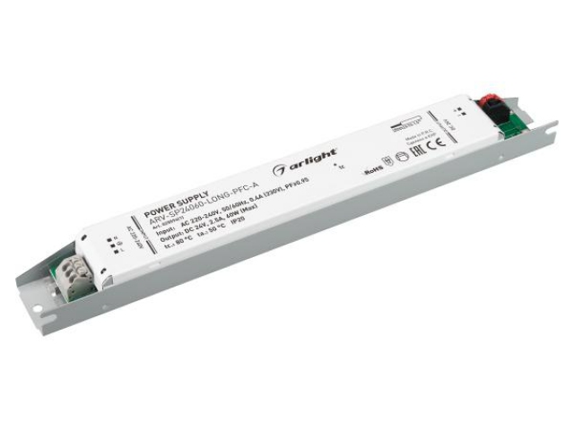 Блок питания ARV-SP24060-LONG-PFC-A (24V, 2.5A, 60W) (Arlight, IP20 Металл, 5 лет) фото:3