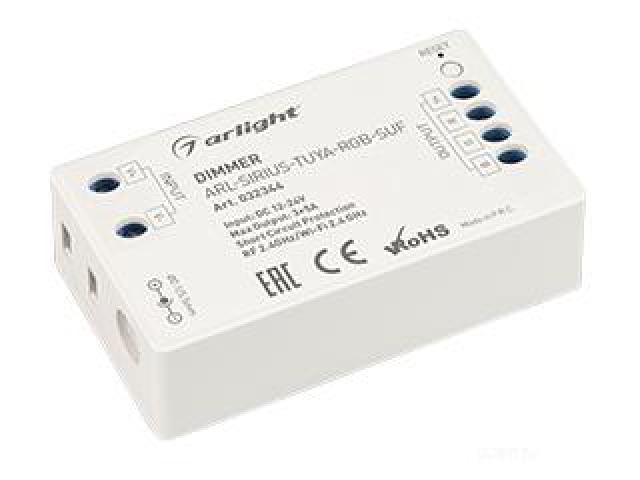 Диммер ARL-SIRIUS-TUYA-RGB-SUF (12-24V, 3x5A, 2.4G) (Arlight, IP20 Пластик, 3 года) фото:1