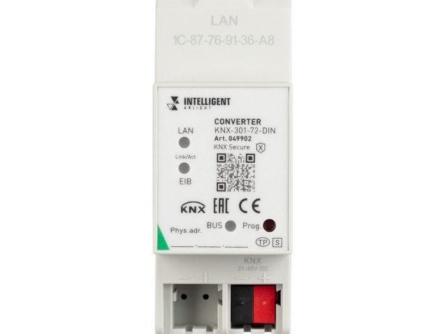 INTELLIGENT ARLIGHT Конвертер KNX-301-72-DIN Grey (BUS, RJ-45, KNX-IP) (IARL, IP20 Пластик, 2 года) фото:4
