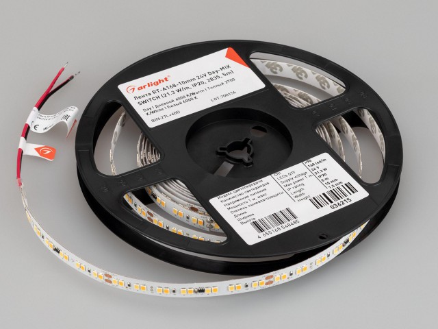 Лента RT-A168-10mm 24V Day-MIX SWITCH (21.3 W/m, IP20, 2835, 5m) (Arlight, изм.ЦТ вкл-выкл) фото:12