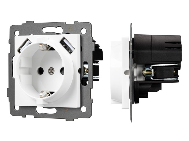 Механизм розетки с быстрой USB зарядкой SCT-MUAC-PL-WH-V (250V, 16A) (Arlight, -) фото:3