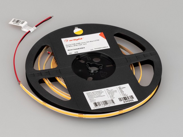 Лента COB-X480-6mm 24V Warm2700 (6 W/m, IP20, CSP, 5m) (Arlight, -) фото:7