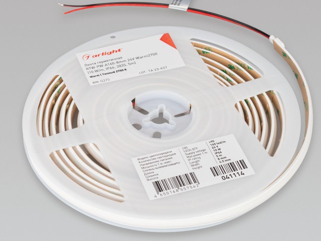 Лента герметичная RTW-PW-A160-8mm 24V Warm2700 (10 W/m, IP66, 2835, 5m) (Arlight, Матовая) фото:4