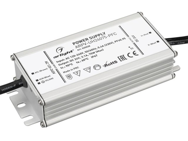 Блок питания ARPV-UH24075-PFC (24V, 3.1A, 75W) (Arlight, IP67 Металл, 7 лет) фото:3