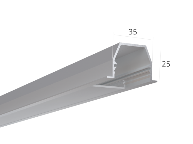 Алюминиевый LED профиль LINE 3525 IN ral9003 LT70 (с экраном) — 2000мм фото:3
