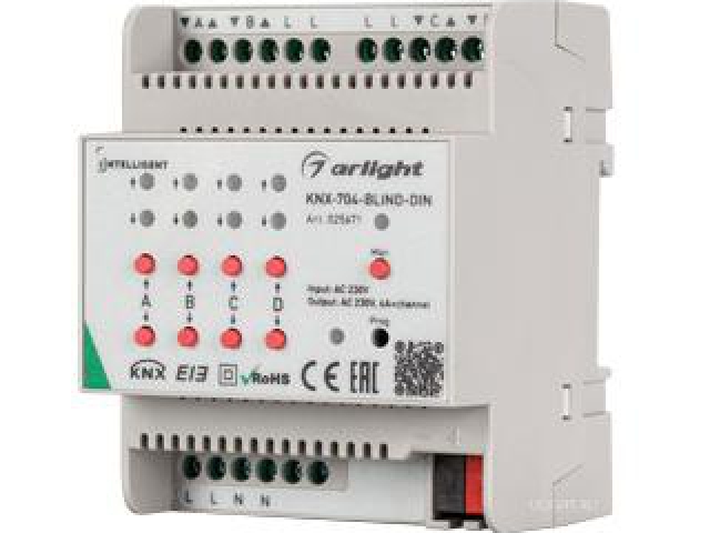 INTELLIGENT ARLIGHT Контроллер штор KNX-704-BLIND-DIN (230V, 4x6A) (IARL, Пластик) фото:5