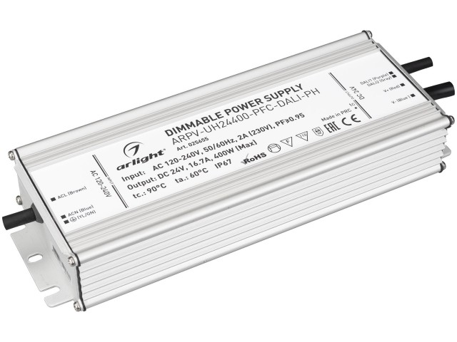 Блок питания ARPV-UH24400-PFC-DALI-PH (24V, 16.7A, 400W) (Arlight, IP67 Металл, 7 лет) фото:2