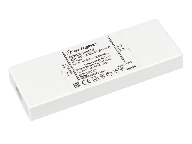 Блок питания ARV-SP-24024-FLAT-PFC (24V, 1A, 24W) (Arlight, IP20 Пластик, 5 лет) фото:2
