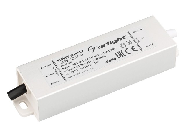 Блок питания ARPV-12015-B (12V, 1.3A, 15W) (Arlight, IP67 Металл, 3 года) фото:1