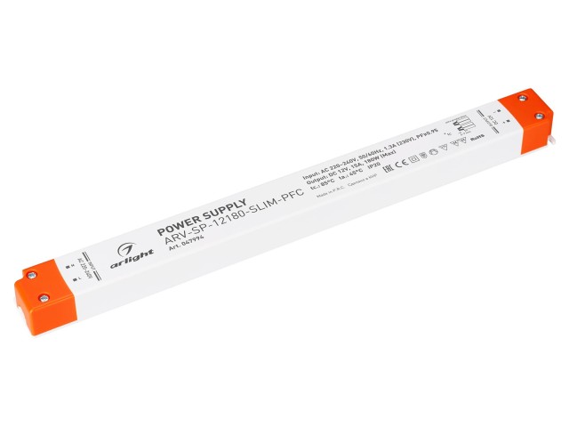 Блок питания ARV-SP-12180-SLIM-PFC (12V, 15A, 180W) (Arlight, IP20 Пластик, 5 лет) фото:1