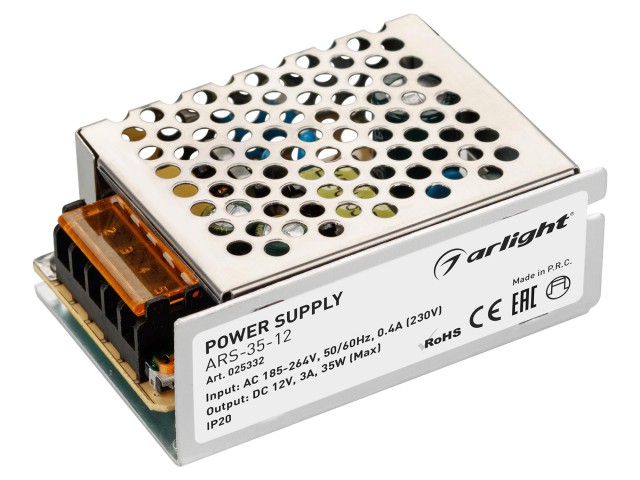 Блок питания ARS-35-12 (12V, 3A, 35W) (Arlight, IP20 Сетка, 2 года) фото:4