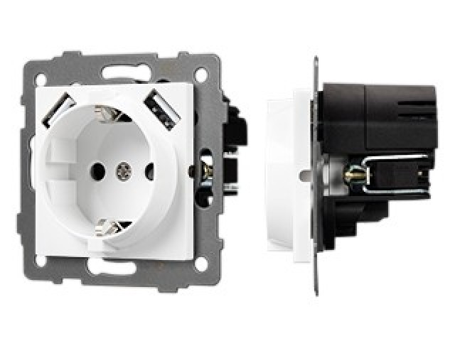 Механизм розетки с быстрой USB зарядкой SCT-MUAC-PL-WH-V (250V, 16A) (Arlight, -) фото:2