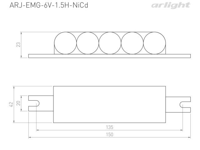 Аккумуляторная батарея BAT-EMG-6V-1.5H-NiCd (Arlight, IP20 Пластик, 2 года) фото:3