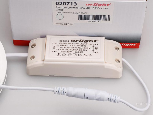 Светодиодная панель LTD-135SOL-20W White (Arlight, IP44 Пластик, 3 года) фото:5
