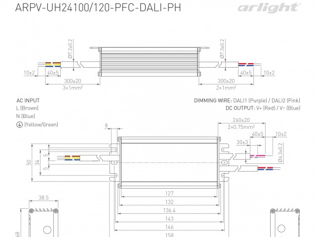 Блок питания ARPV-UH24100-PFC-DALI-PH (24V, 4.2A, 100W) (Arlight, IP67 Металл, 7 лет) фото:1