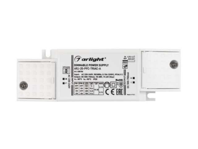Блок питания ARJ-20-PFC-TRIAC-A (20W, 500-700mA) (Arlight, IP20 Пластик, 5 лет) фото:3