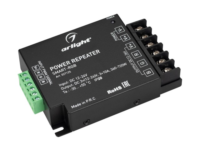 Усилитель SMART-RGB (12-24V, 3x10A) (Arlight, IP20 Металл, 5 лет) фото:2