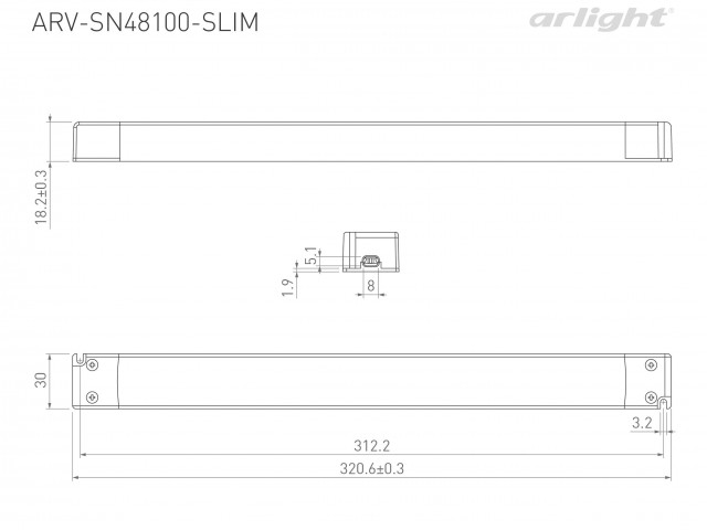 Блок питания ARV-SN48100-SLIM (48V, 2.1A, 100W, PFC) (Arlight, IP20 Пластик, 3 года) фото:2