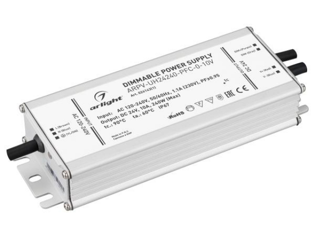 Блок питания ARPV-UH24240-PFC-0-10V (24V, 10.0A, 240W) (Arlight, IP67 Металл, 7 лет) фото:3