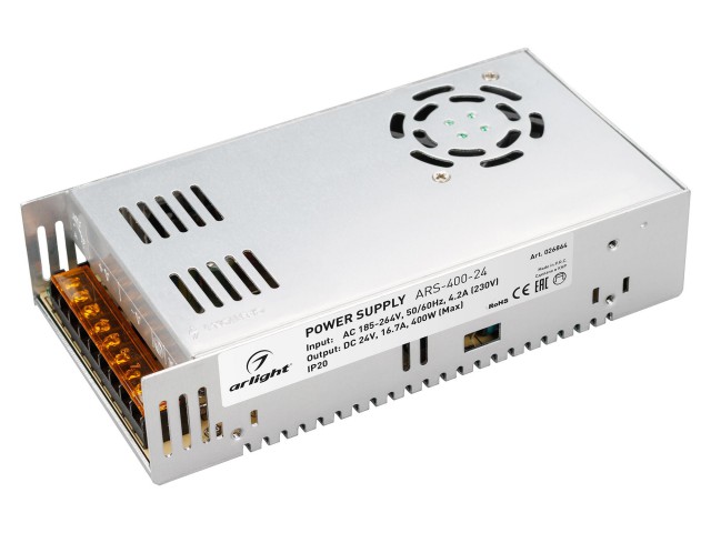 Блок питания ARS-400-24 (24V, 16,7A, 400W) (Arlight, IP20 Сетка, 2 года) фото:3