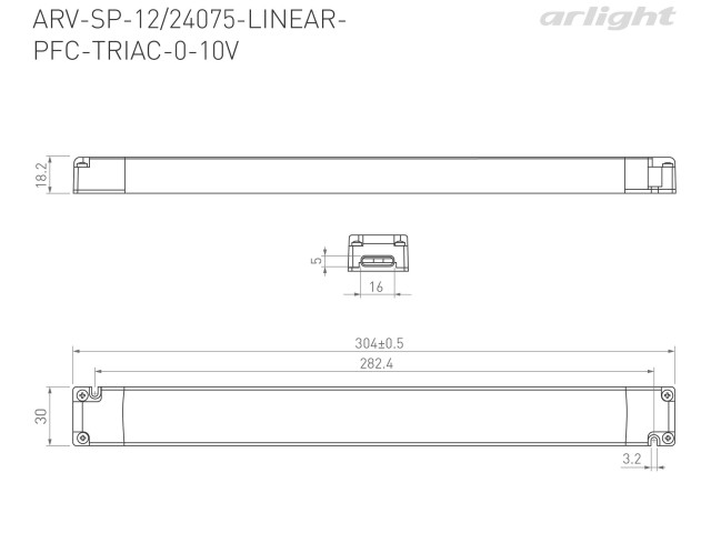 Блок питания ARV-SP-24075-LINEAR-PFC-TRIAC-0-10V (24V, 3.1A, 75W) (Arlight, IP20 Пластик, 5 лет) фото:1