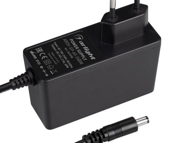 Блок питания ARDV-SP-60-24BW (24V, 2.5A, 60W) (Arlight, Адаптер, 5 лет) фото:1