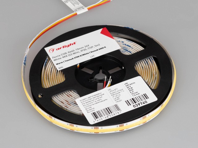 Лента COB-X640-10mm 24V White-MIX (23 W/m, IP20, CSP, 5m) (Arlight, Изменяемая ЦТ) фото:2