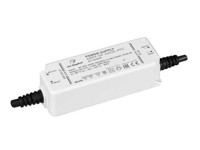 Блок питания ARPV-SP-24035-PFC (24V, 1.45A, 35W) (Arlight, IP67 Пластик, 5 лет) фото:2
