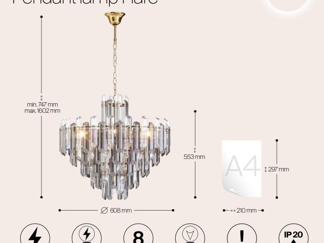 Подвесной светильник Maytoni DIA200PL-08G фото:12