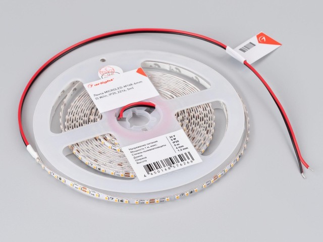 Лента MICROLED-M168-4mm 24V Warm3500 (5 W/m, IP20, 2216, 5m) (Arlight, узкая) фото:3