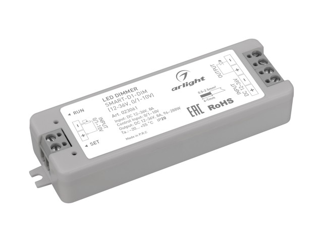 Диммер SMART-D1-DIM (12-36V, 0/1-10V) (Arlight, IP20 Пластик, 5 лет) фото:1