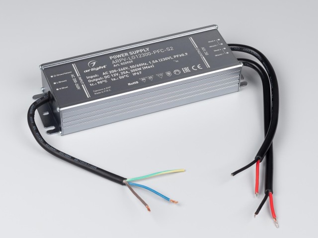 Блок питания ARPV-LG12300-PFC-S2 (12V, 25.0A, 300W) (Arlight, IP67 Металл, 5 лет) фото:5