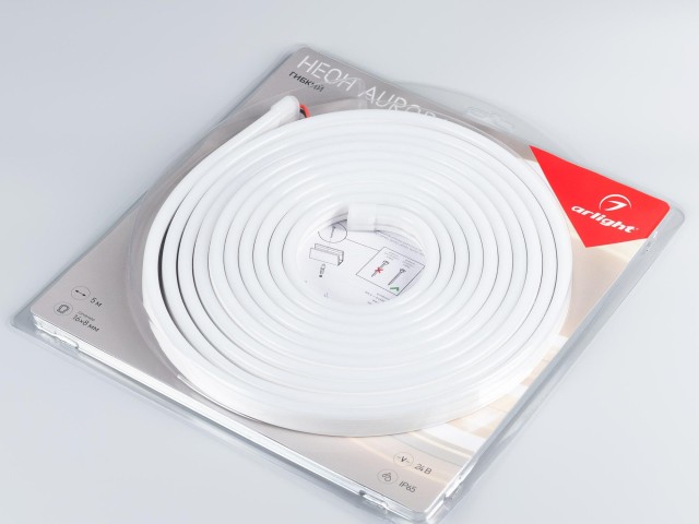 Лента герметичная AURORA-PS-A120-16x8mm 24V Yellow (10 W/m, IP65, 2835, 5m) (Arlight, Силикон) фото:1