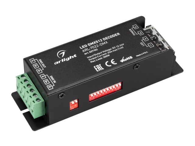 Декодер ARL-7022-DMX (12-24V, 1x25A, DMX512) (Arlight, IP20 Металл, 3 года) фото:10