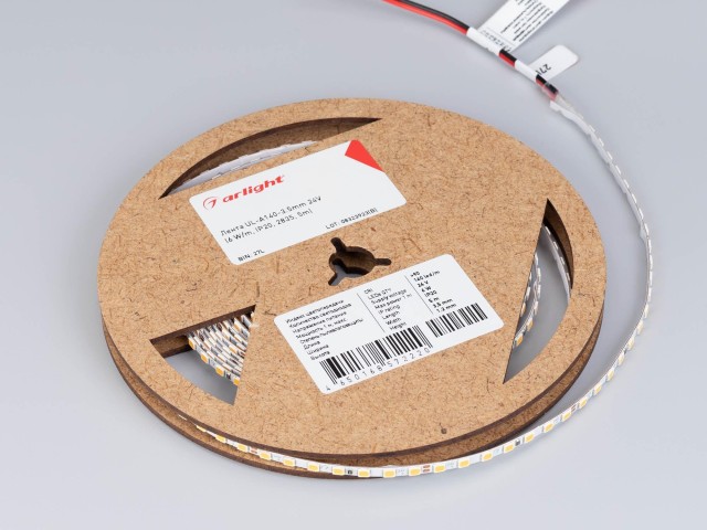 Лента UL-A140-3.5mm 24V Warm3500 (6 W/m, IP20, 2835, 5m) (Arlight, узкая) фото:3