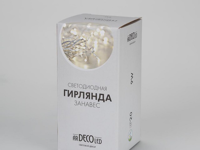 Светодиодная гирлянда ARD-CURTAIN-HOME-1500x1500-CLEAR-144LED Warm (230V, 6W) (Ardecoled, IP20) фото:4