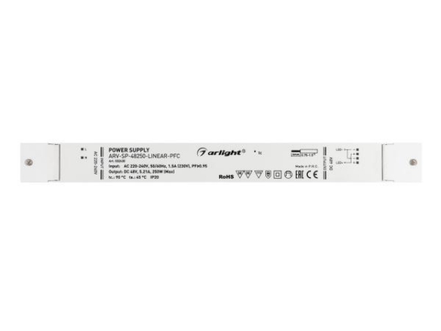 Блок питания ARV-SP-48250-LINEAR-PFC (48V, 5.21A, 250W) (Arlight, IP20 Пластик, 5 лет) фото:5