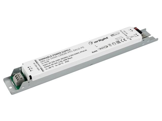 Блок питания ARV-LG-24060-LINEAR-PFC-DALI2-PD (24V, 2.5A, 60W) (Arlight, IP20 Металл, 5 лет) фото:2