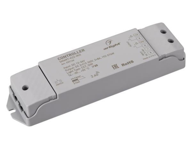 Контроллер SMART-K22-MIX (12-36V, 2x8A, 2.4G) (Arlight, IP20 Пластик, 5 лет) фото:2