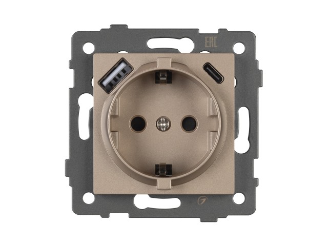 Механизм розетки с USB зарядкой SCT-MUAA-PL-GD-V (250V, 16A) (Arlight, -) фото:3