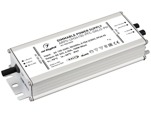 Блок питания ARPV-UH24150-PFC-DALI2-PH (24V, 6.3A, 150W) (Arlight, IP67 Металл, 7 лет) фото:1