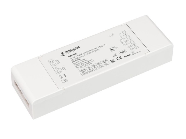 INTELLIGENT ARLIGHT Диммер SMART-PWM-105-72-RGB-MIX-PD-SUF (12-48V, 5x6A, TUYA Wi-Fi, 2.4G) (IARL, IP20 Пластик, 5 лет) фото:2