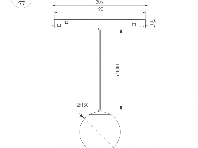 Светильник MAG-ORIENT-SFERO-HANG-R150-10W Warm3000 (BK, 300 deg, 48V) (Arlight, IP20 Металл, 5 лет) фото:3