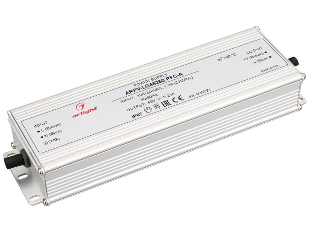 Блок питания ARPV-LG48250-PFC-A (48V, 5.21A, 250W) (Arlight, IP67 Металл, 5 лет) фото:1