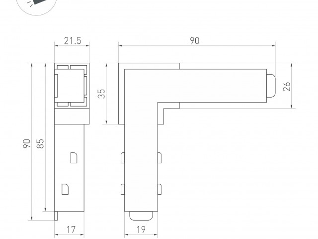 Коннектор угловой MAG-ORIENT-CON-L90-POWER (BK) (Arlight, IP20 Пластик, 3 года) фото:6